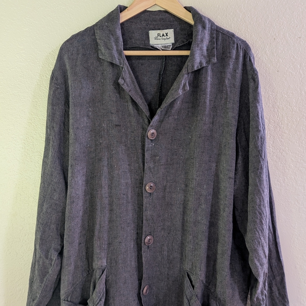 Flax 100% Linen Jacket Size Medium Flax By Jeanne Engelhart